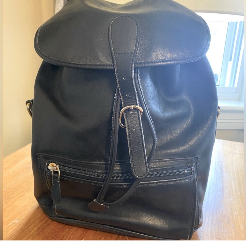 Barneys New York Black Leather  Backpack
